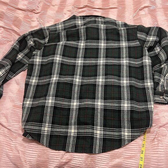 Vintage Private Club Mens Button Down Flannel Shirt 2XL Plaid Black Green - Picture 8 of 8